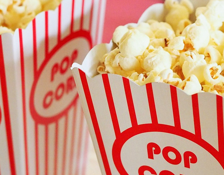 cinema audience with popcorn